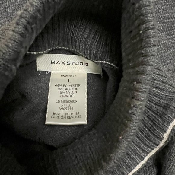 Max Studio Women's Size L Sweater Dress Dark Gray Long Sleeve Knit Mock Neck - Picture 4 of 7